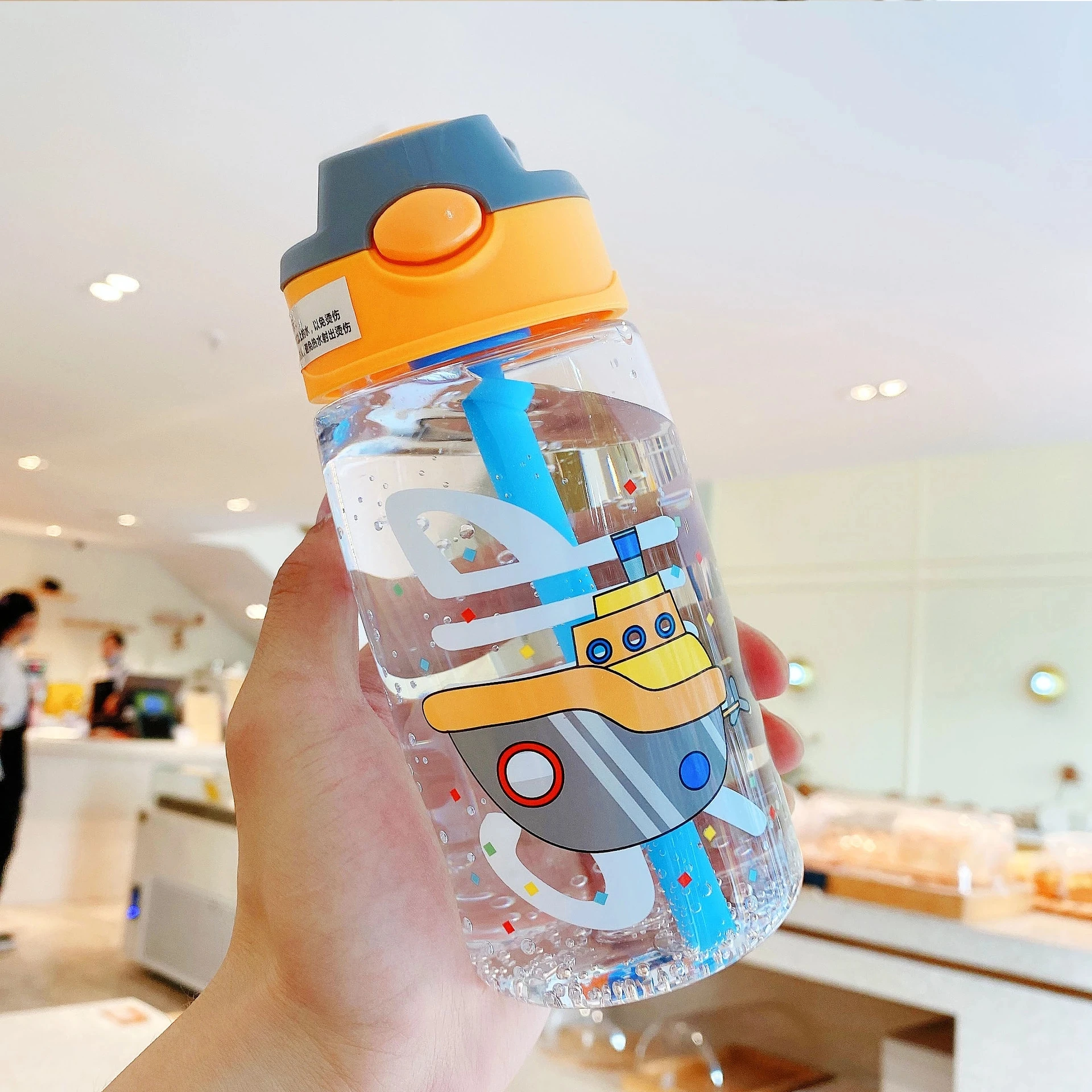 

Cartoon Cute Net Red Student Children Plastic Straw Water Cup Kindergarten Anti-Fall Portable Duckbill Cups Water Bottles Gifts
