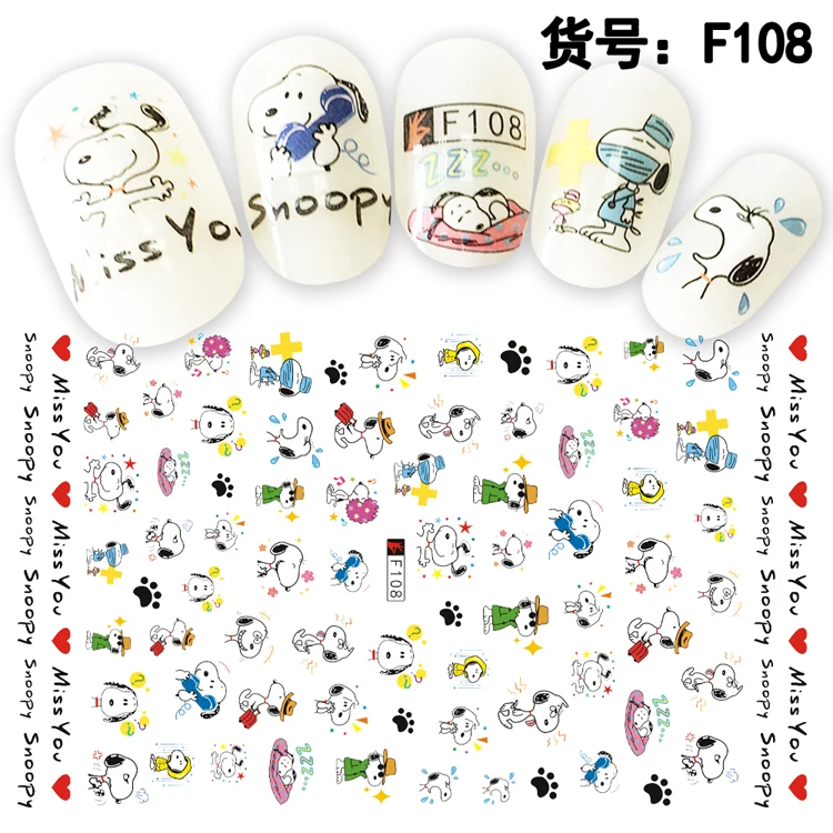 5sheet 10type Japanese Ultrathin children Cartoon Nail Stickers Designs Gummed 3D Art Decals Decoration F99-108 | Красота и здоровье
