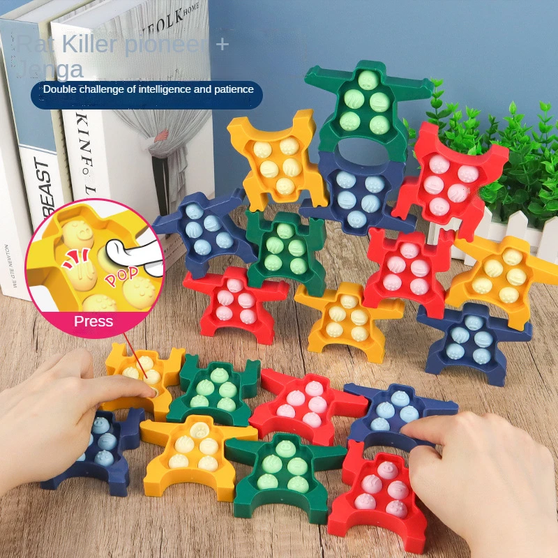 

Balanced Jenga Pop It Fidget Toys Decompression Squishy Push Bubble Simple Dimple AntiStress Squeeze Toy for Adults and Children