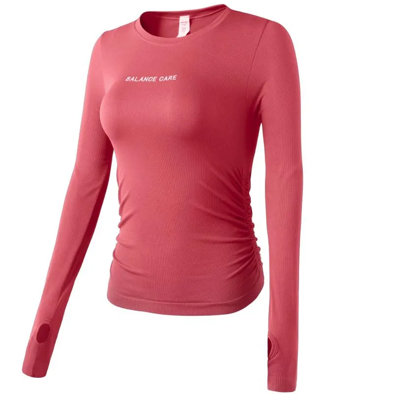 

New Arrival Women Seamless Yoga Shirt Stretchy Long Sleeve Breathable Fitness Running Top High Elastic Solid Color Sportswear