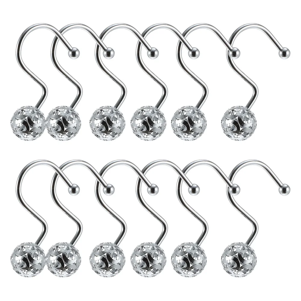 

12 Pcs Practical Curtain Hooks Shower Curtain Clips Iron Plating Curtain Hooks