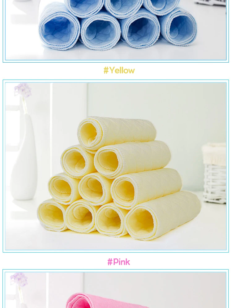 [usurpon] 5 pcs Cotton Insert Reusable Colored Baby Fitted Diaper Insert ECO Cotton Absorbent Newborn Diaper Insert