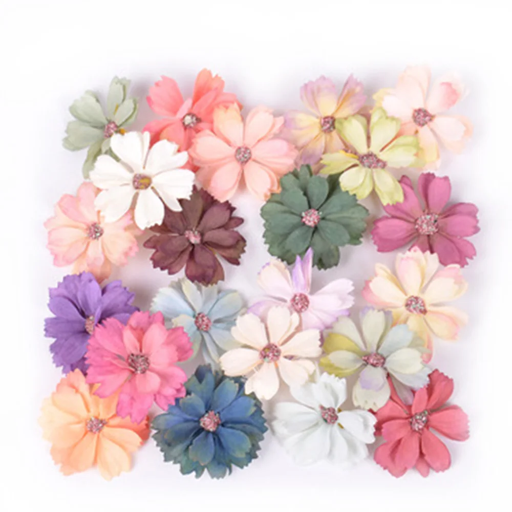 

50 шт. 4,5 см набор цветов маргаритки, мини шелковые искусственные цветы, украшение для дома, сада, свадьбы, вечеринки, декор «сделай сам»