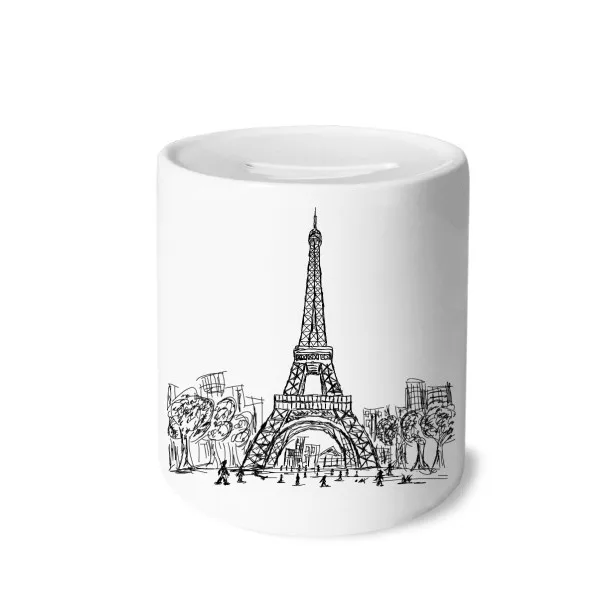 Eiffel Tower Square France Paris Money Box Saving Banks Ceramic Coin Case Kids Adults