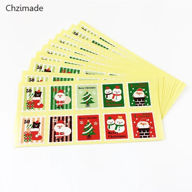 Lychee Life 100 шт./лот красочные рождественские штампы дизайнерские крафт наклейки для