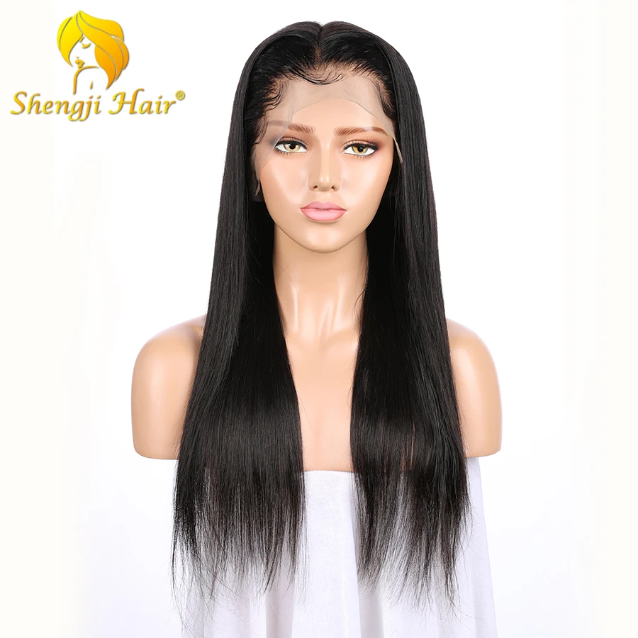 Прямые передние парики из человеческих волос на сетке предварительно выщипанные