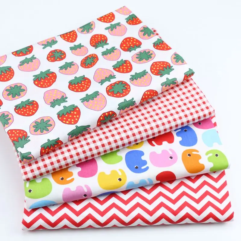 Strawberry Elephant Cotton Sewing Twill Fabric, Making Cotton Quilt Sleeping Bag Fabric For Baby  Children DIY Handmade Cloth