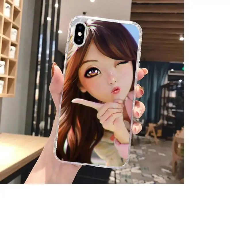

Kawaii Anime illustration Girl Phone Case For Clear-Iphone 5s 6 6s 7 8 11 12 X Xs Xr Pro Plus Max Mini Fundas Cover