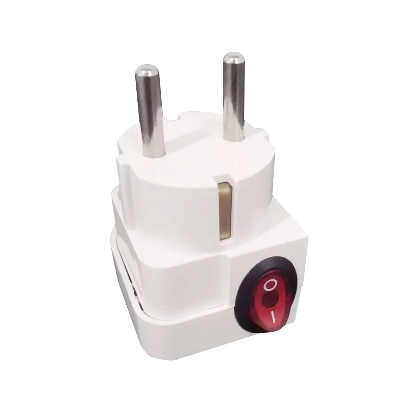 Универсальная штепсельная вилка европейского стандарта с переключателем 250 в 10 А, портативный дорожный адаптер, штепсельная розетка 4,8 мм, электрическая штепсельная вилка, портативная розетка европейского стандарта