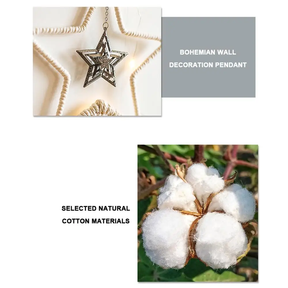 Богемный шикарный макраме настенный подвесной гобелен Луна Звезда Ловец снов на