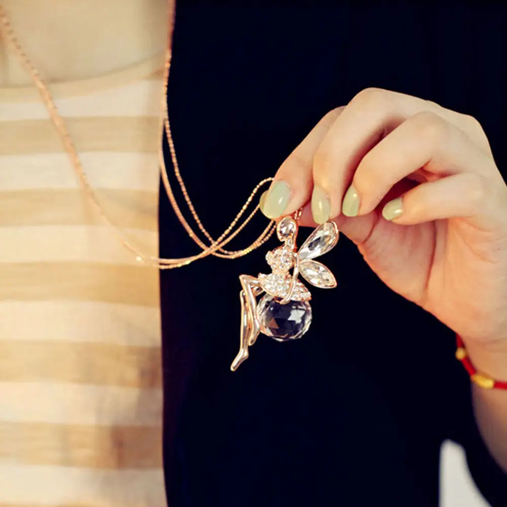 

Vintage Goth Silver Color Angel Fairy With Wings Pendant Necklace For Women Punk Gothic Devil Cross Chain Choker Jewelry