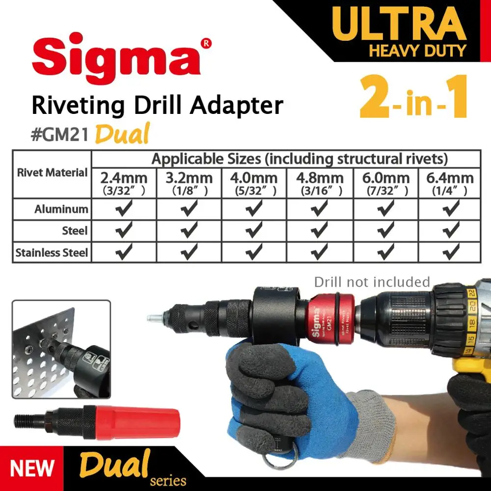 

#Gm21 Ultra Heavy Duty 2-In-1 Riveting Drill Adapter Cordless Or Electric Power Drill Adaptor Alternative Air Rivet Tool