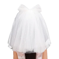 multi layer childrens veil playful cute pearl bow tiara wedding flower girl veil wedding accessories bride wedding veil