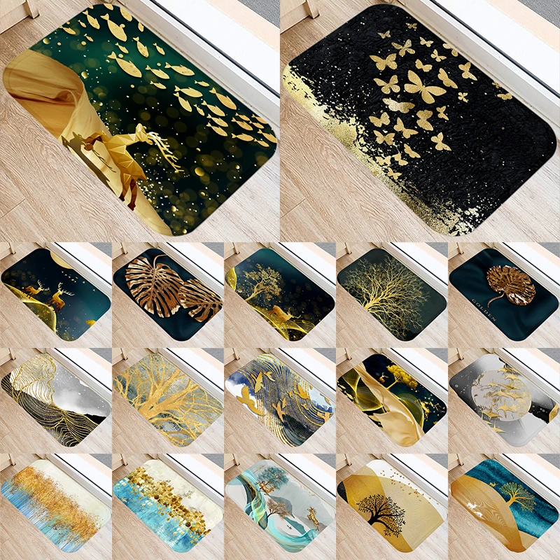 

Golden Deer Bird Kitchen Entrance Door Mat 40*60 cm Coral Velvet Carpet Doormat Colorful Indoor Floor Mats Anti-Slip Rug 48051