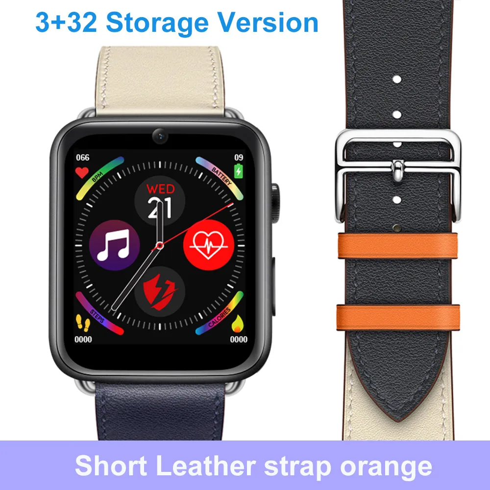leather colorful 1 LEMFO LEM10 4G Smart Watch 1.82 inch Big Screen Android 7.1 3G RAM 32G ROM LTE 4G Sim Camera GPS WIFI Heart Rate Men Women - Цвет: leather colorful 1