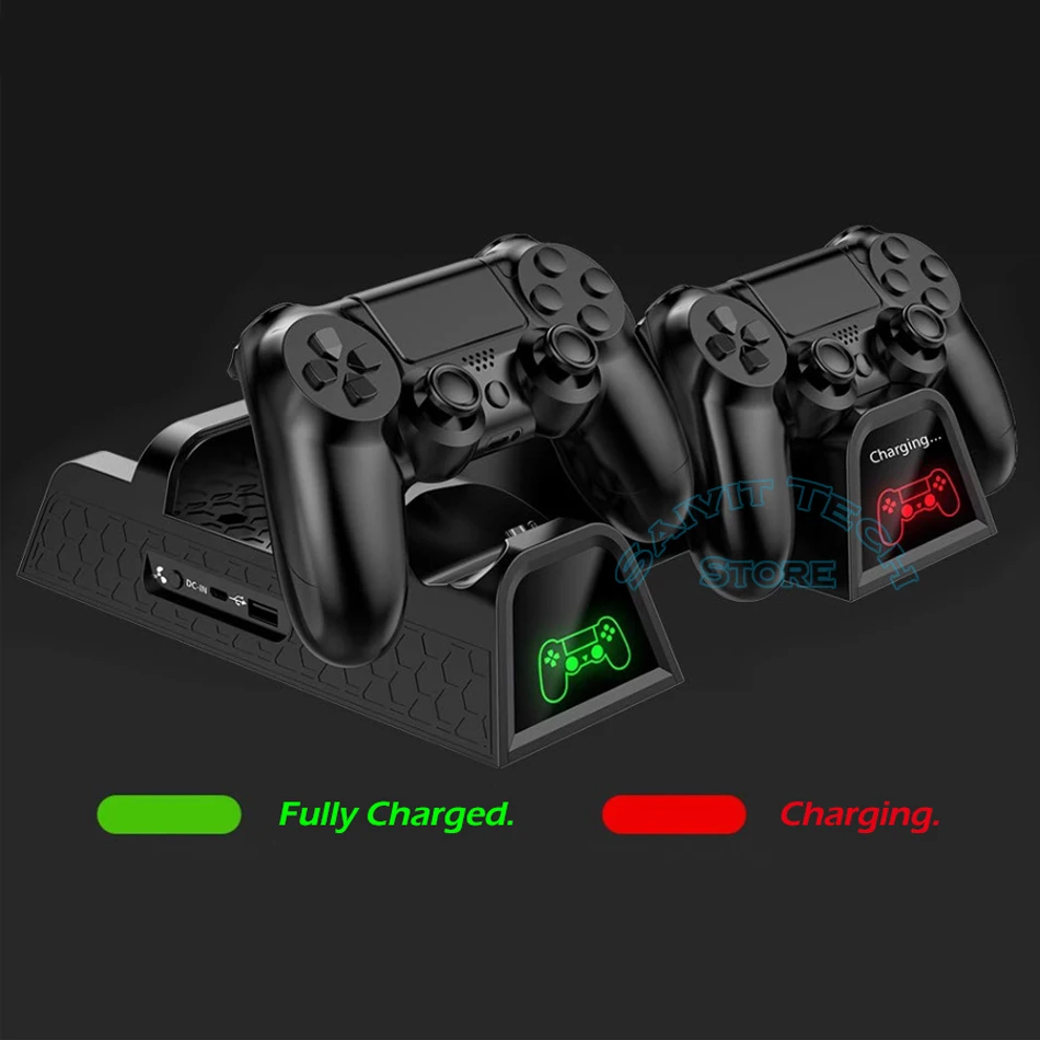 PS4/Slim/Pro Vertical Stand Cooling Fan Cooler&ampDual Controller Fast Charging Station&ampDisc Storage Holder for SONY P4/Slim/Pro |