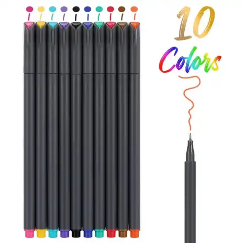 10 цветов тонкая линия набор ручек для рисования 0,38 мм Fineliner маркер лайнер для блокнота мультфильм краски офиса школа планирования A6954