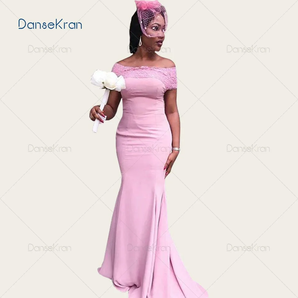 

Модные розовые кружевные платья-русалки для подружек невесты для женщин атласные Длинные свадебные платья с открытыми плечами Vestido De Fiesta De ...