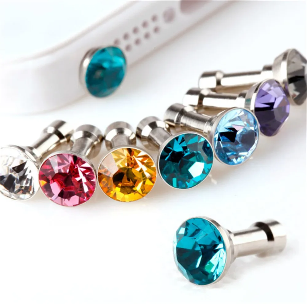 

10pcs Bling Diamond Dust Plug Universal 3.5mm CellPhone Earphone Plug For iPhone 6 5sSamsung HTC Sony Headphone Jack Stopper #35