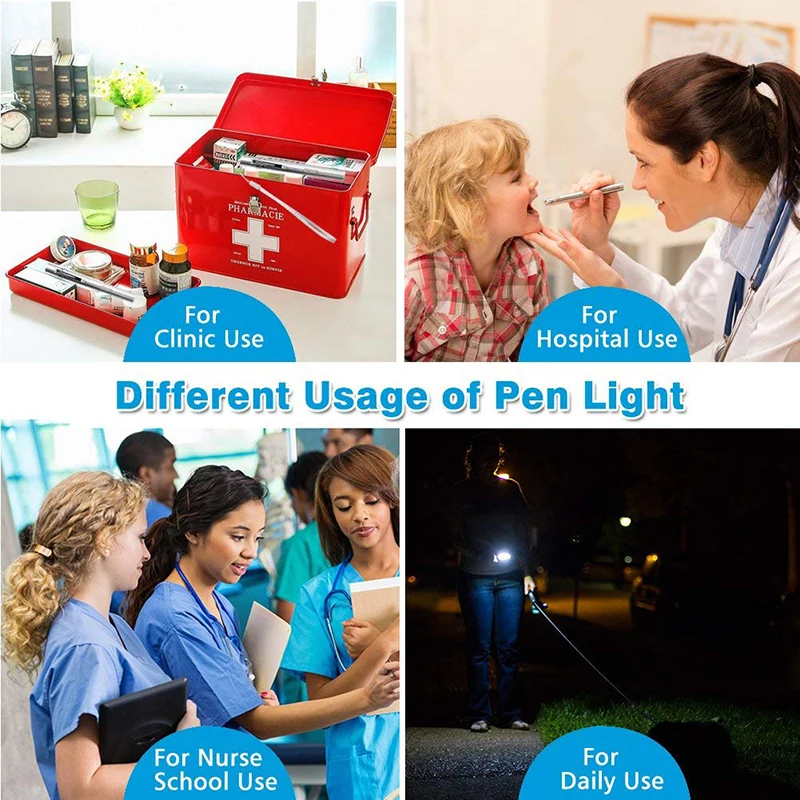 

Rechargeable LED Flashlight Pen light MINI Torch Cool white + warm white light With USB charging cable Used for camping, doctors