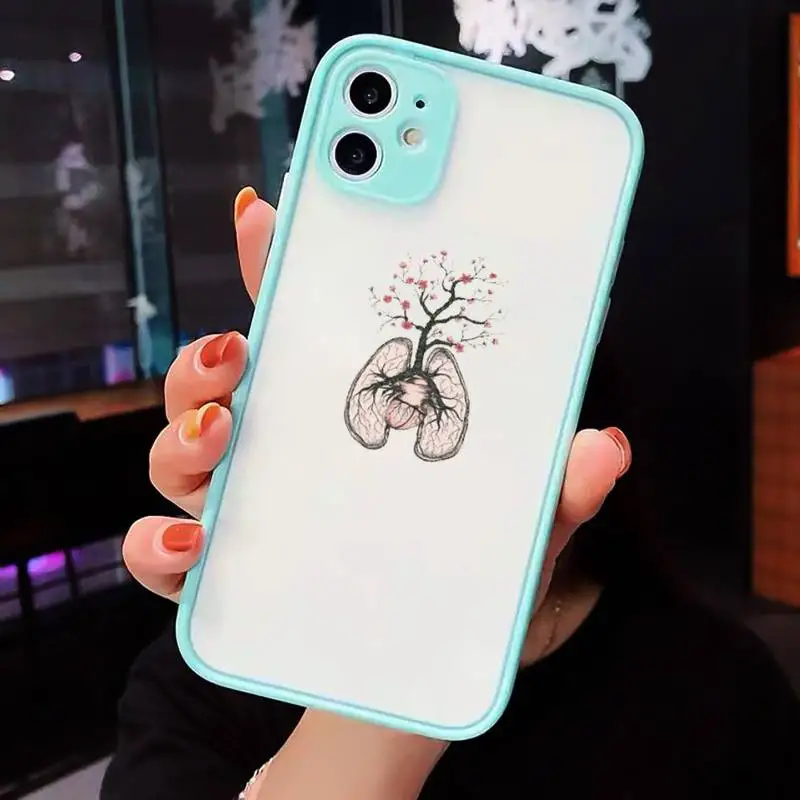 

aesthetic design Great Flower Phone Case Clear Funda matte transparent For blue iPhone 7 8 x xs xr 11 12 pro plus max mini