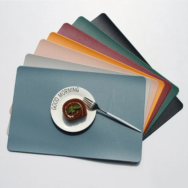 

Coaster PU Leather Placemat for Dining Table Heat Insulation Mat Waterproof Rectangle Pad Bowl Kitchen Accessorie