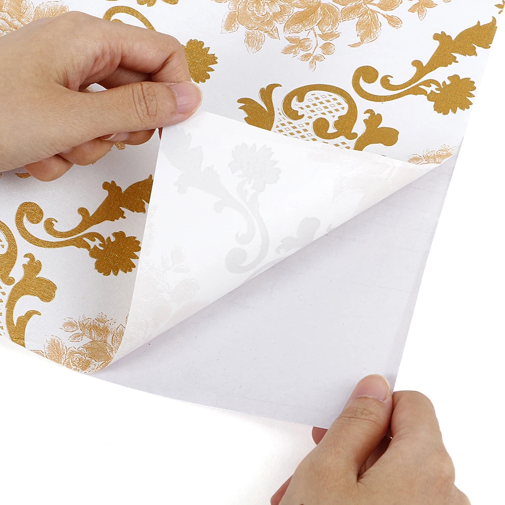 Роскошная классическая золотая Дамасская настенная бумага рулон самоклеящаяся