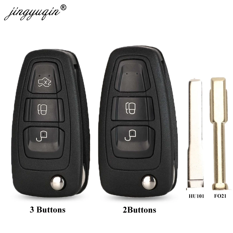 Корпус ключа Jingyuqin с кнопками Flip Folding Remote для автомобилей Ford Focus Mondeo Fiesta 2013 с лезвием HU101.