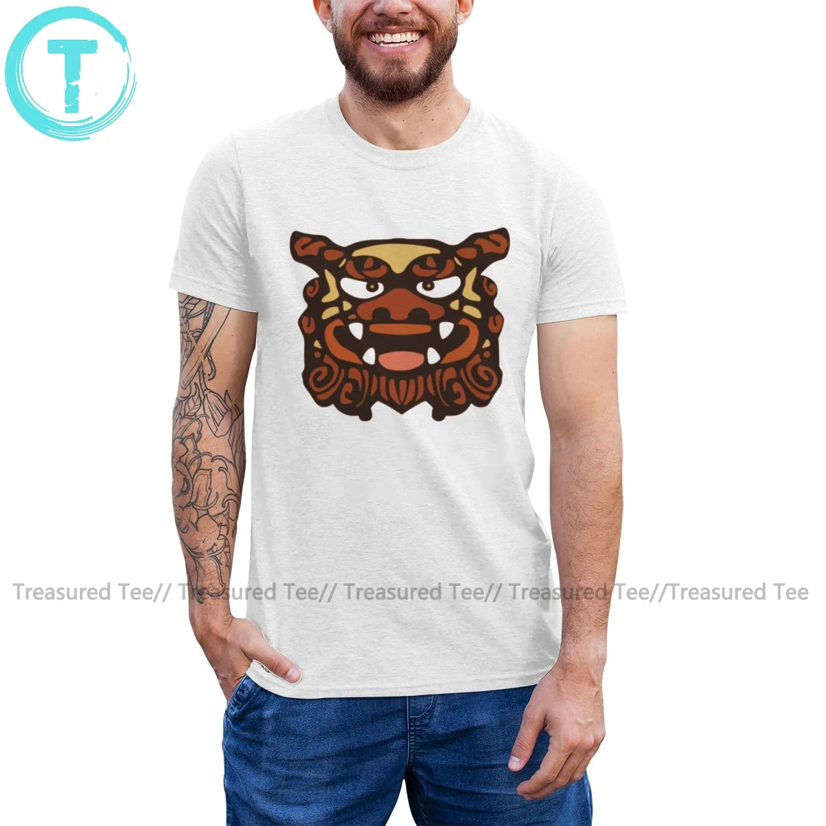 Футболка Foo Lion Red Shisa 100 хлопок 5 шт. Мужская забавная Повседневная футболка с