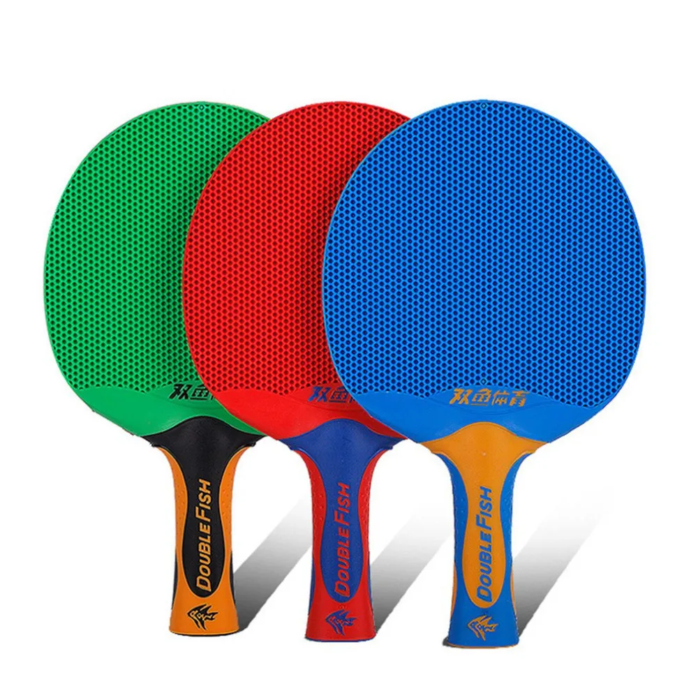 

1pc Double Fish Long Handle Ping Pong Racket Double Face Table Tennis Racket Paddle Plastic Rubber Table Tennis Bat Paddle