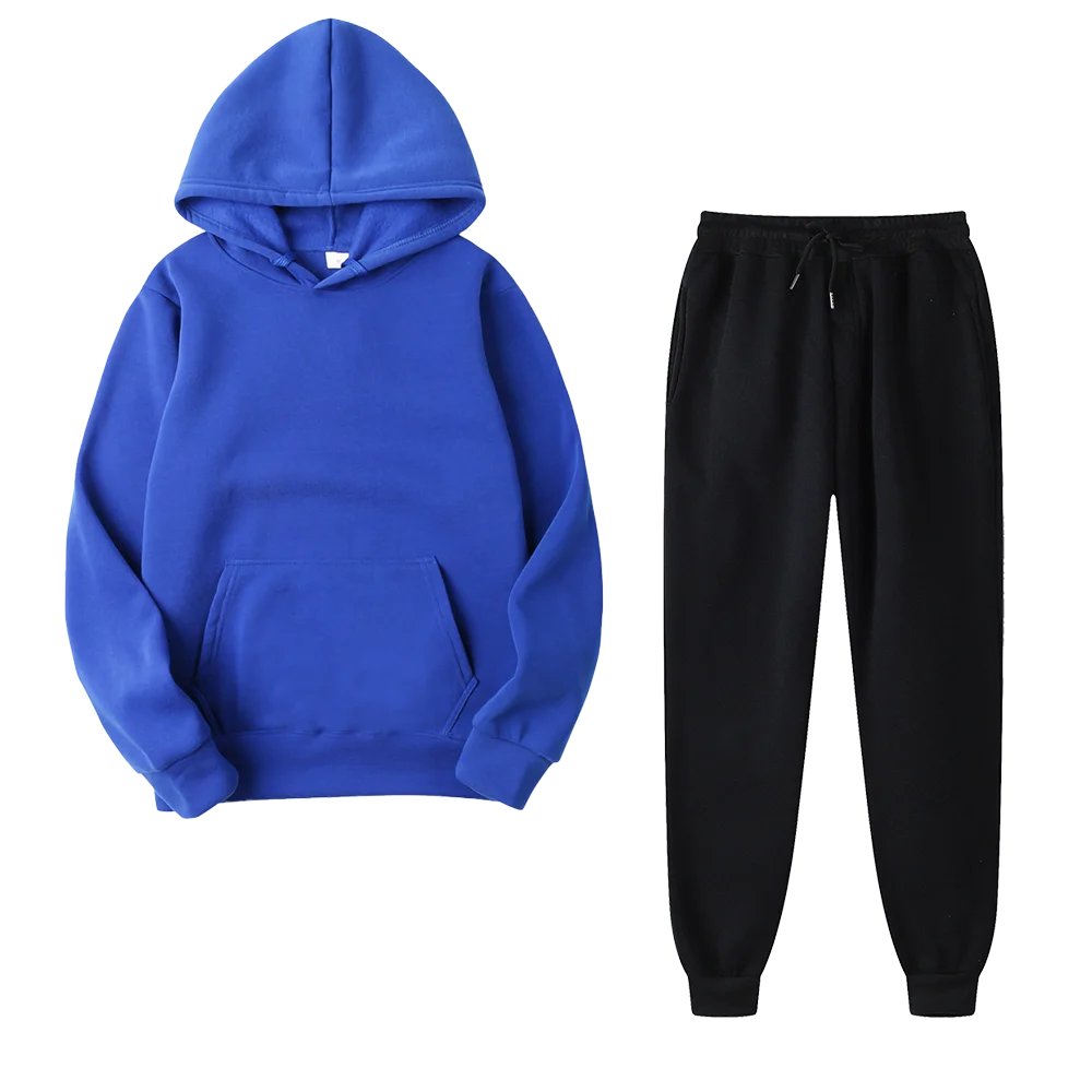 

2021 New Fashion Men's Clothing Pullovers Sweater Cotton Men Tracksuits Hoodie Two Pieces + Pants Sports Top Fall Winter Track s