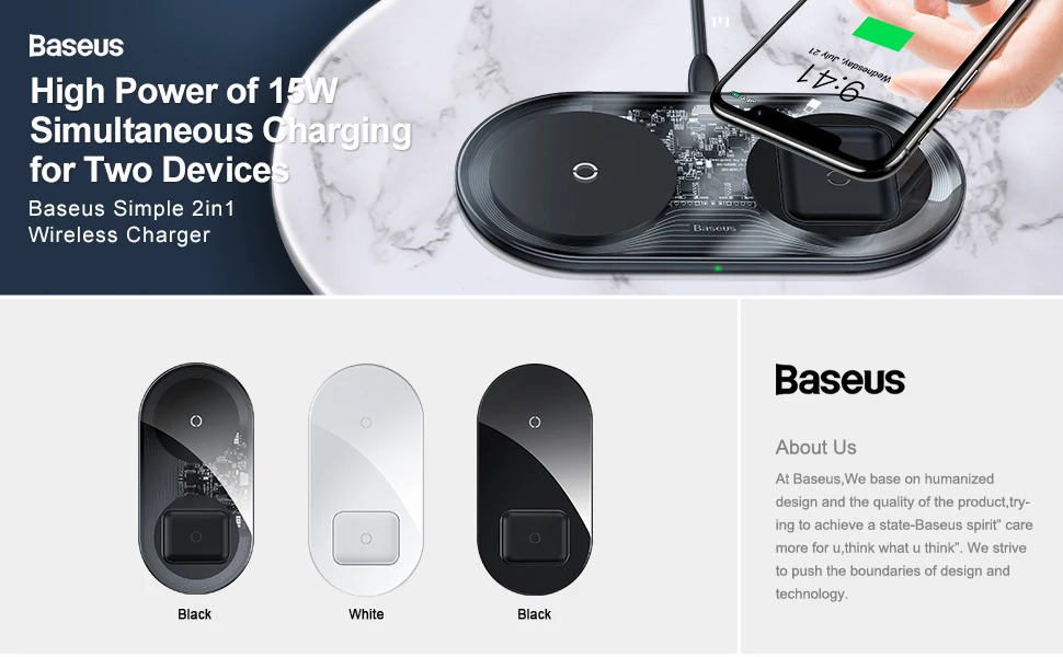 Беспроводное зарядное устройство Baseus Qi для Airpods iPhone 11 Pro Max Xs X Dual 15 Вт быстрая Беспроводная зарядка для samsung индукционное зарядное устройство