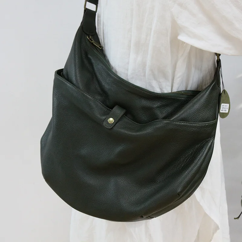 

Woman Handbags Soft Genuine Leather Shoulder Bags Ladies Solid Large Casual Totes Saddle Style Crossbody Bags For Women 2020