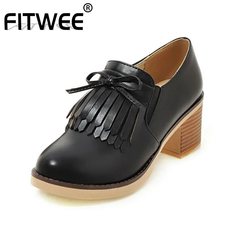 FITWEE Размеры Большие размеры 33 43 и выше женские туфли лодочки на высоком каблуке с