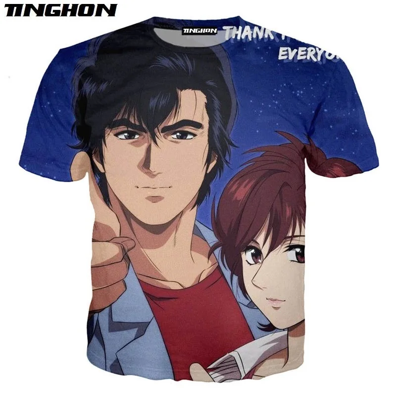 Женская летняя футболка с коротким рукавом в стиле аниме Город охотника | Мужская