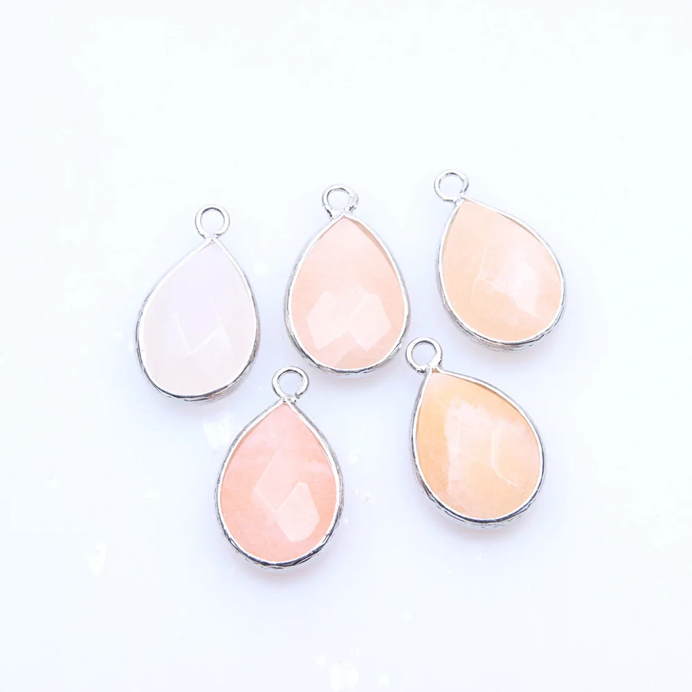 Модные подвески из натурального камня популярные окантовки розовый