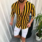 Мужская Повседневная рубашка в полоску, с пуговицами, приталенный деловой топ с длинными рукавами для работы и отдыха