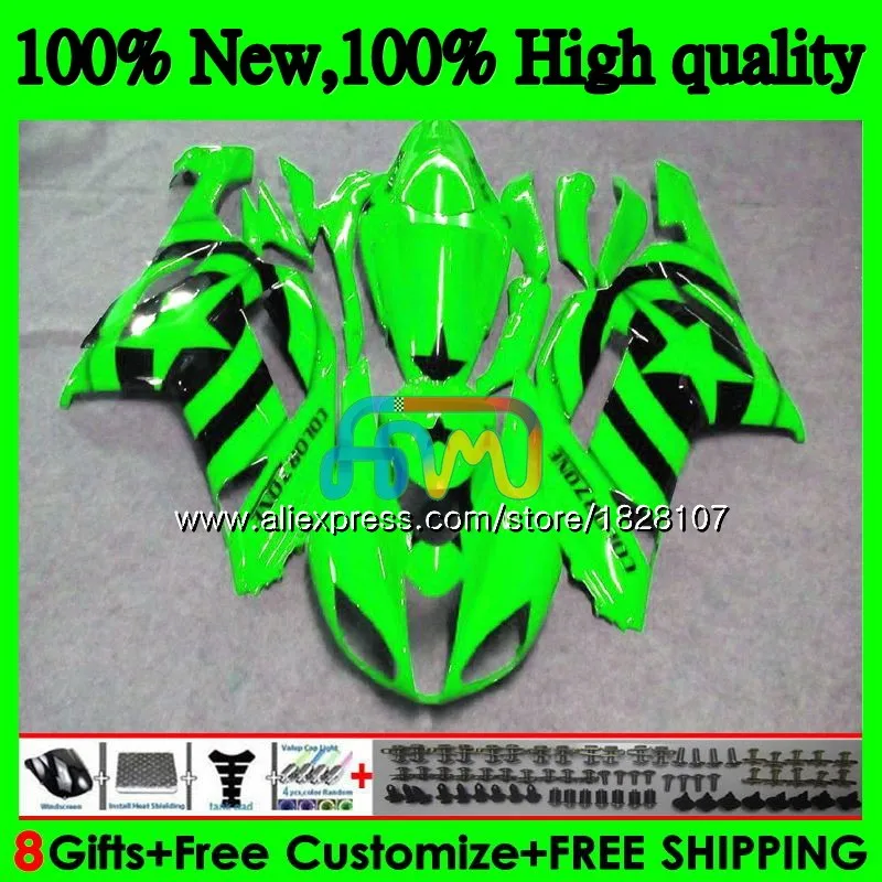

Body For KAWASAKI ZX 6R 6 R 600CC ZX636 10BS.76 ZX-636 ZX600 600 CC ZX-6R ZX Green stars 636 ZX6R 07 08 2007 2008 Fairings kit