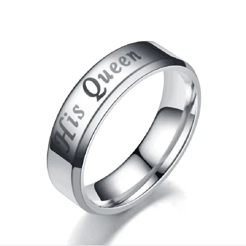 Нержавеющая сталь его королева ее король Мода Пара помолвка Любовь кольцо для