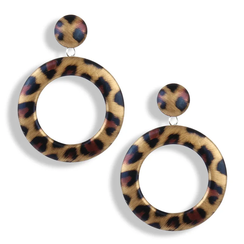 

2020 Big Leopard Print Drop Earrings for Women Snake Pattern Vintage Geometric Large Round Dangle Korean Earrings Party Jewelry