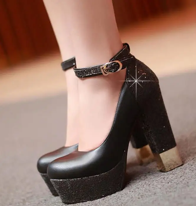 Белый Свадебная обувь Новинка На толстом каблуке свадебные туфли для подружки