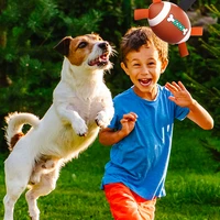 pet small dog treats rugby ball toy bite chew football toy outdoor training interactive pet toy rugby and inflator for large dog