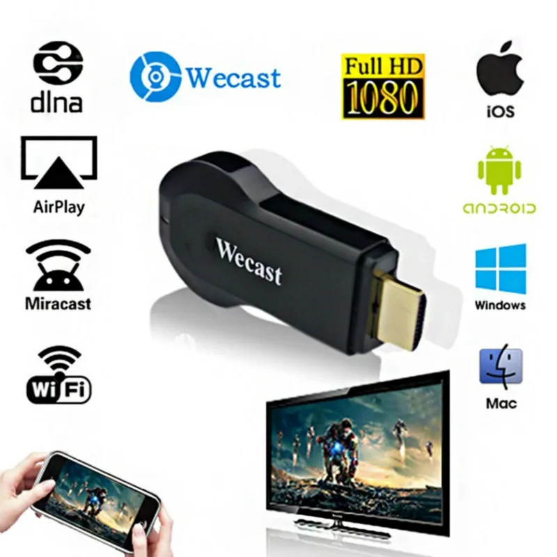 

Wecast C2 Wireless WiFi Display TV Dongle HDMI-compatible Streaming Media Player Airplay Mirroring Miracast DLNA for Android/IOS