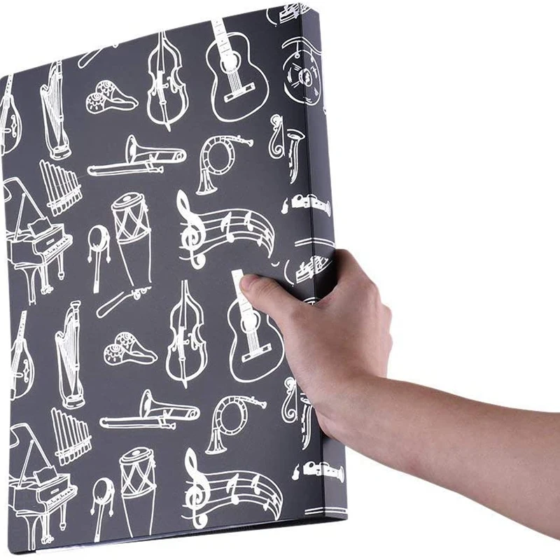 

Music File Folder Loose-Leaf Music Folder Paper Document Music Theme for Piano Wind Band Organ File or More Occasions Black