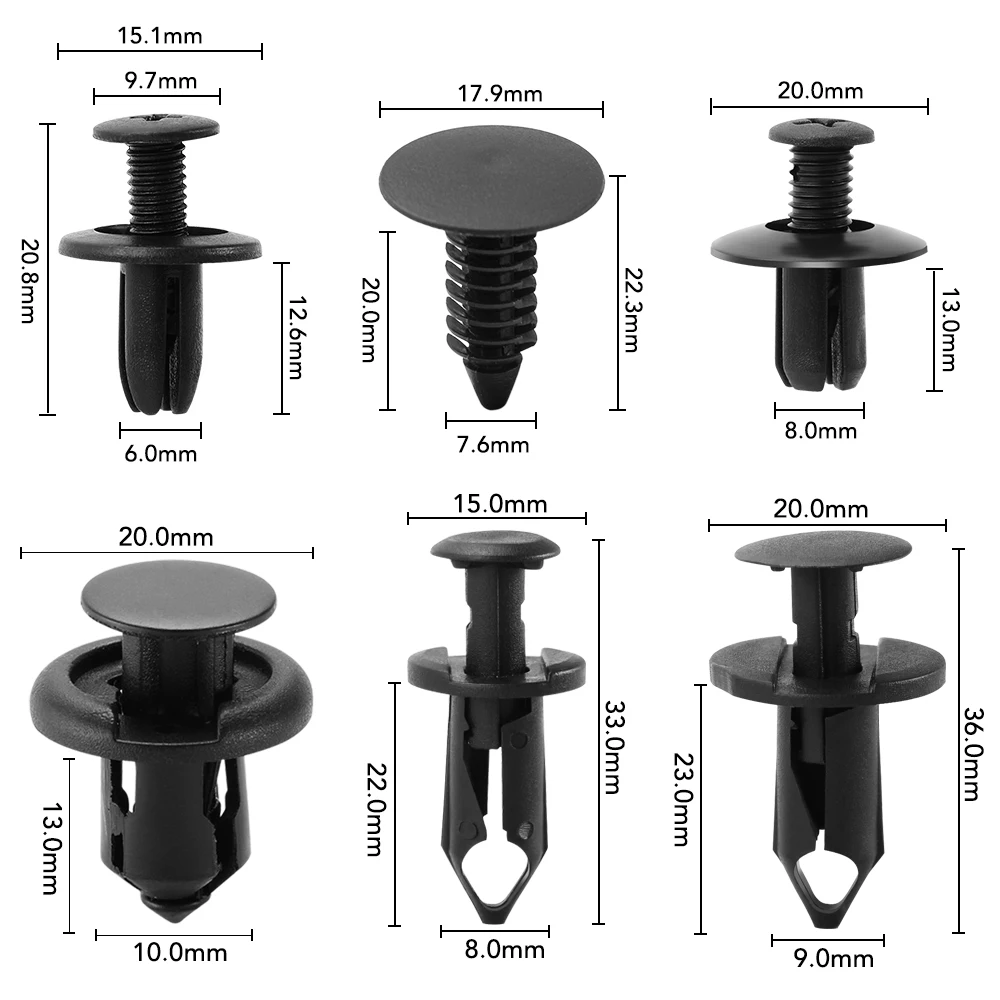 6 Size 60Pcs Auto Fastener Clips Mixed Car Rivet For kia mazda Renault Abarth Opel SAAB Daewoo Alfa Romeo Dacia LADA | Автомобили и