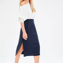 Trendyol темно синяя кружевная юбка TWOAW20ET0086|Женские юбки|