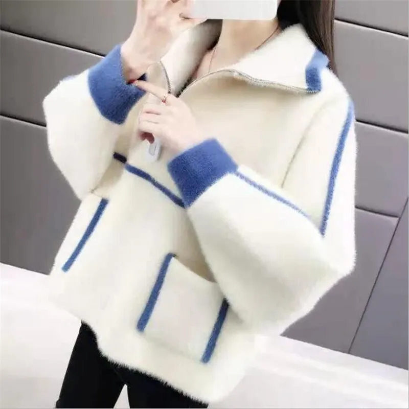 2021 Новый кардиган для женщин осень и зима сплошной цвет с длинными рукавами на