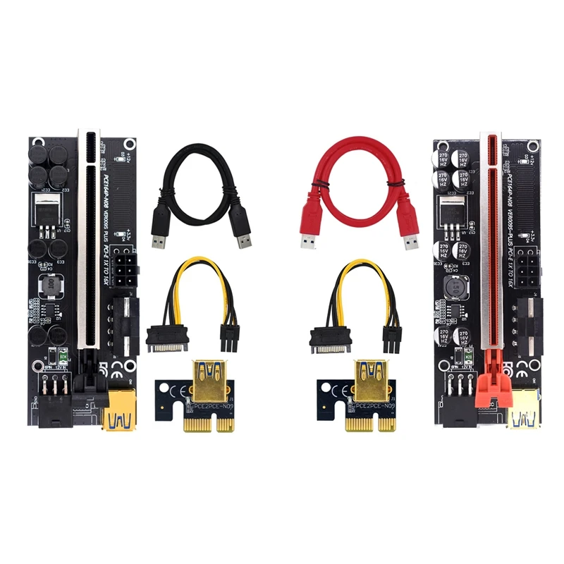

6Pcs PCI-E 1X to 16X Adapter Card 009S Plus Graphics Card Extension Cable 3 Interface Adapter Board for BTC Miner