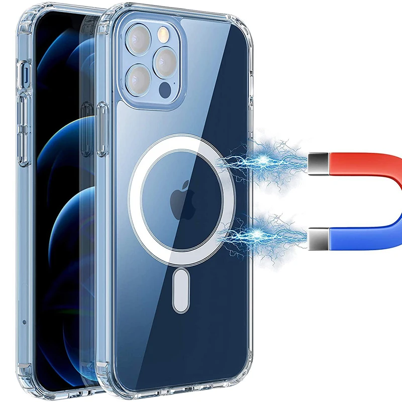 Противоударная задняя крышка для Magsafing Магнитный Тонкий жесткий прозрачный