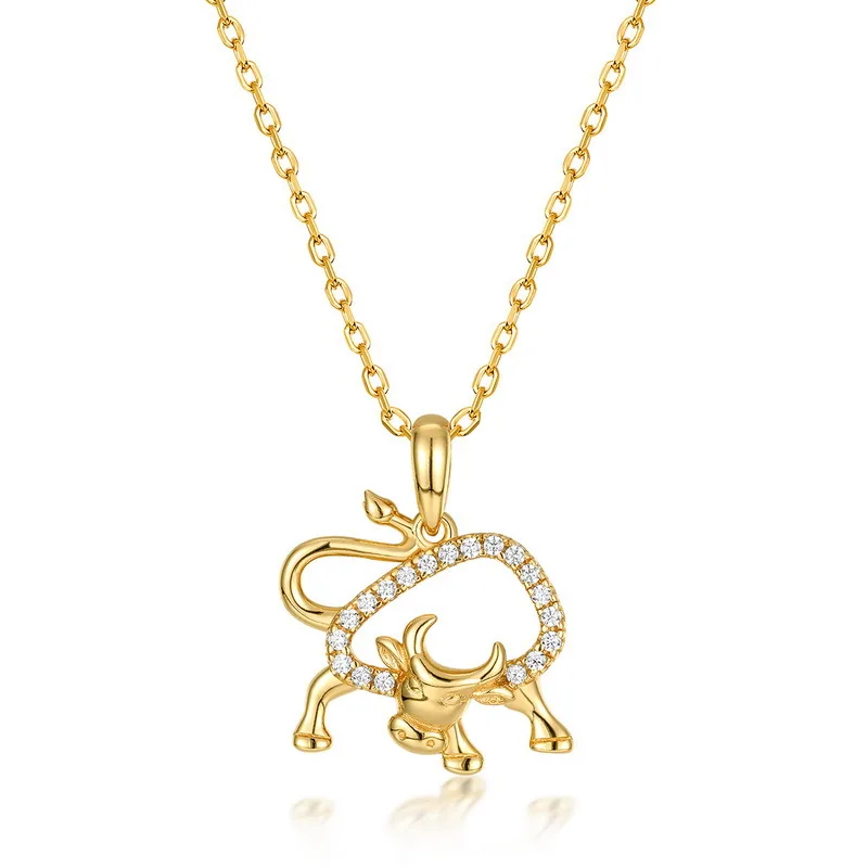

Simple fashion mengniu 925 pure silver pendant 2021 new life of the zodiac cow white birch necklace net red